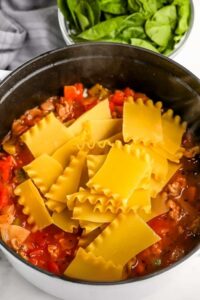 Bahan Sup Lasagna dalam panci