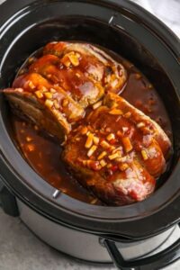 Sandwich Babi Tarik Pemasak Lambat di dalam crockpot