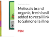 Kemangi segar organik merek Melissa ditambahkan untuk mengingat terkait dengan penyakit Salmonella