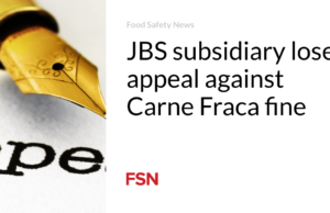 Anak perusahaan JBS kalah dalam banding terhadap denda Carne Fraca