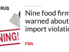 Sembilan perusahaan makanan memperingatkan tentang pelanggaran impor