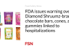 FDA mengeluarkan peringatan atas coklat batangan, cone, dan permen karet merek Diamond Shruumz yang terkait dengan rawat inap