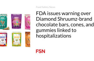 FDA mengeluarkan peringatan atas coklat batangan, cone, dan permen karet merek Diamond Shruumz yang terkait dengan rawat inap