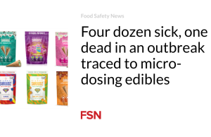 Empat lusin orang sakit, satu orang meninggal dalam wabah yang disebabkan oleh makanan yang dapat dimakan dengan dosis mikro
