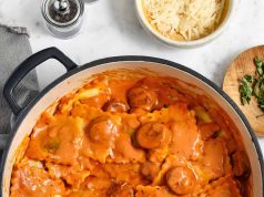 Ravioli with Tomato Cream Sauce