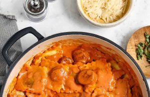 Ravioli with Tomato Cream Sauce