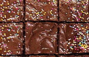 Chocolate Sheet Cake with Whipped Ganache Frosting